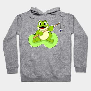 Frog at Fishing with Fishing rod Hoodie